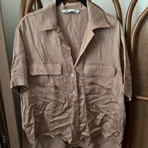 Zara button down satin shirt